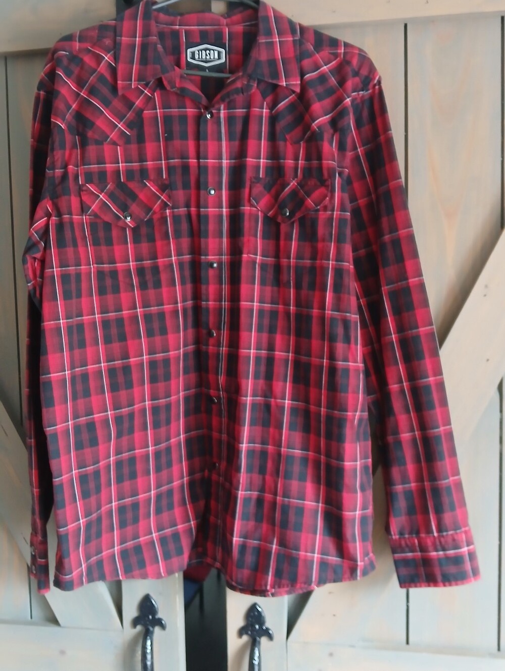 Gibson Red and Black Plaid Western Snap-Front Shirt